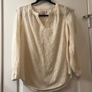 Loft ivory floral textured blouse